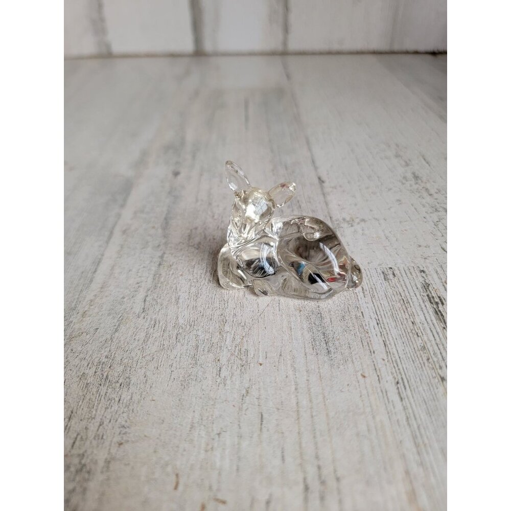 Miniature‎ glass fawn deer figure xmas decor figure woods